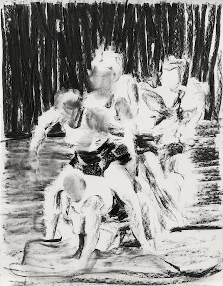 Sebastian Hosu: lovely people /p, 2017, charcoal on paper, 70,5 x 55 cm